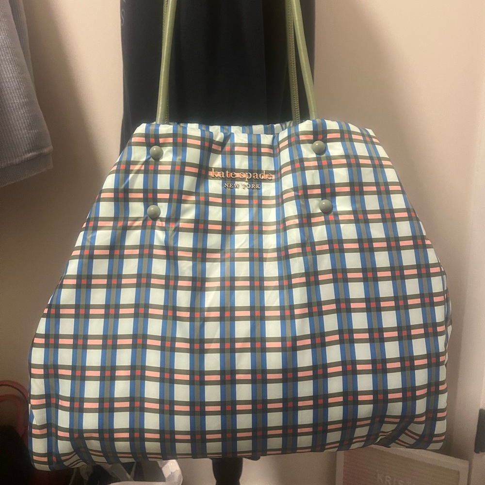 NWT Kate Spade Everything Puffy Plaid Tote - Picture 8 of 14
